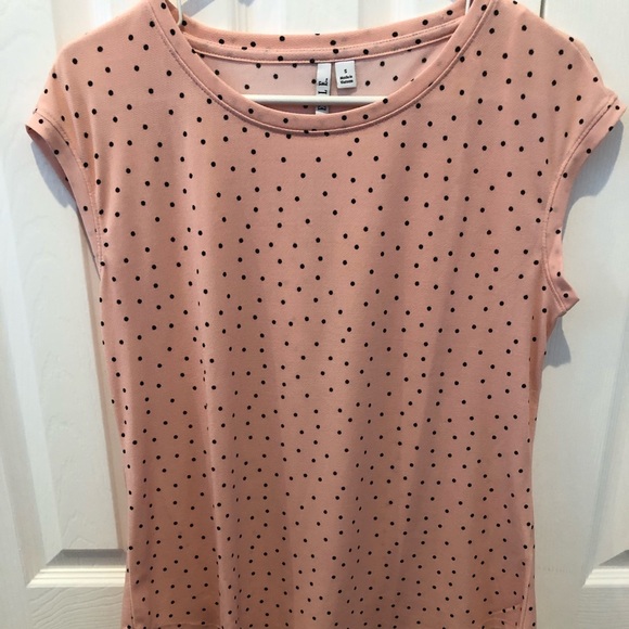 Elle Tops - Pink and black polka dot top